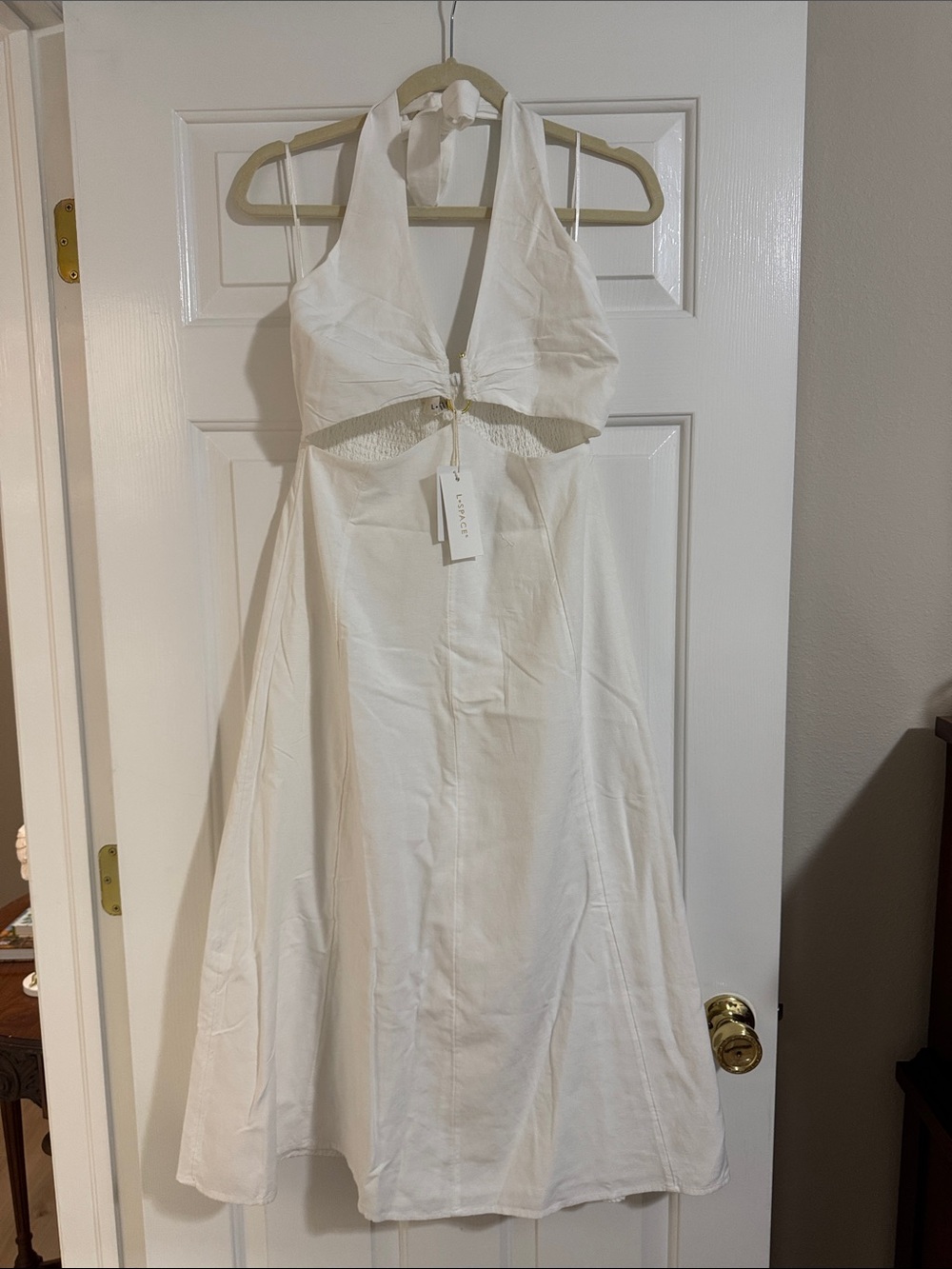 l*space White Halter Midi Dress